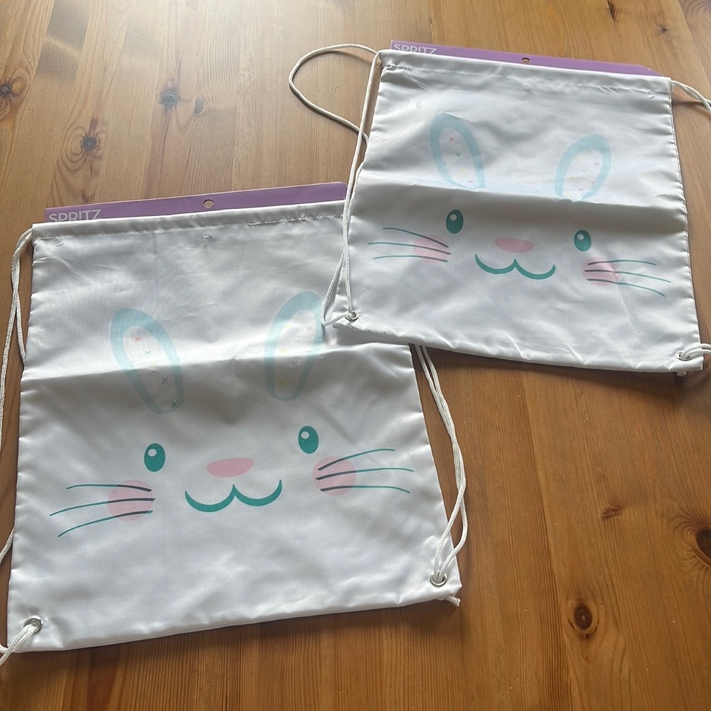 Two drawstring Easter bunny bags